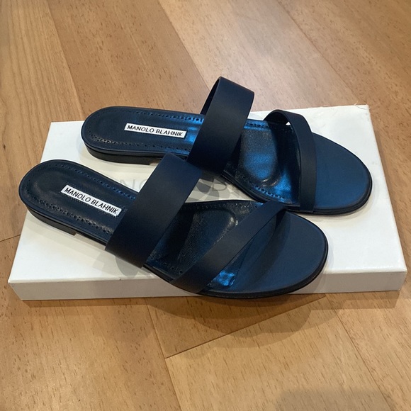 Manolo Blahnik Navy Capri Sandal NIB - Picture 2 of 4